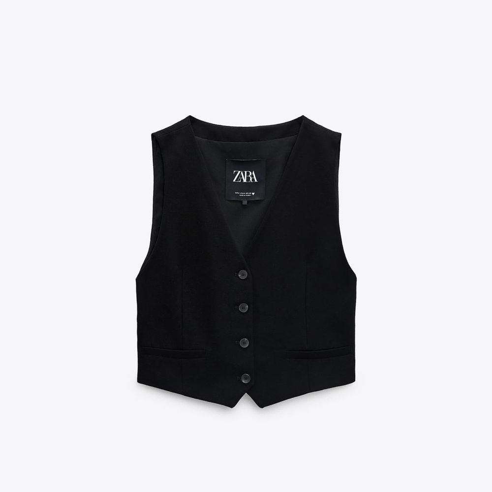zara cropped vest - black NWOT